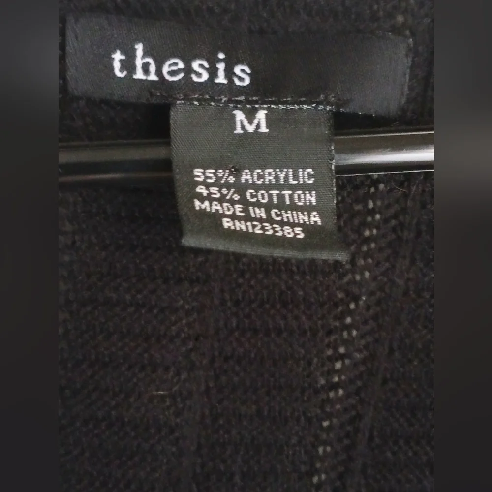 Thesis Cardigan Women M Black Knit Sweater Layering Versatile Church Office Y2K